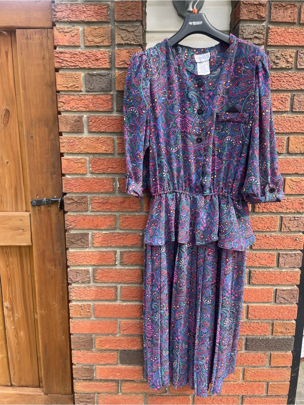 Vintage Plus Sized Purple Paisley Tiered Maxi Dress